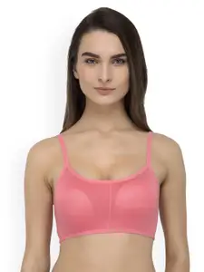 Laceandme Rose Pink Solid Non-Wired Lightly Padded Bralette Bra 4432