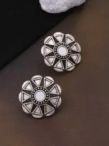 Voylla Silver-Toned Floral Studs