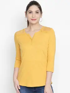 Honey by Pantaloons Women Mustard Yellow Solid Top