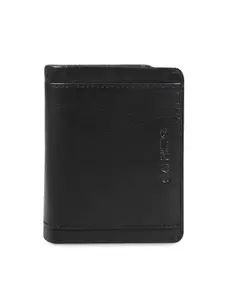 CALFNERO Men Black Textured Leather Two Fold Wallet