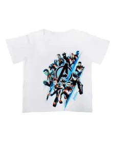 Marvel by Wear Your Mind Boys White Printed Round Neck T-shirt