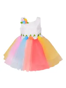 Wish Karo Girls Multicoloured Colourblocked Fit and Flare Dress
