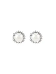 Clara Silver-Toned Contemporary Studs