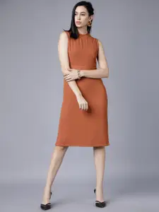 Tokyo Talkies Women Brown Solid Sheath Dress