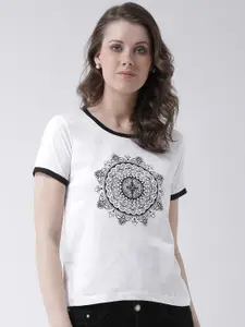 The Dry State Women White Printed Pure Cotton Top