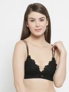 PrettyCat Black Solid Non-Wired Lightly Padded Push-Up Bra PC-BR-5179