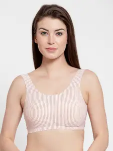 Laceandme Pink Striped Lightly Padded Non-Wired Bra 4481