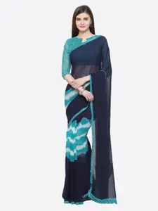 Shaily Blue Printed Pure Georgette Saree