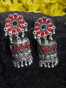Moedbuille Red & Black Handcrafted Dome Shaped Jhumkas