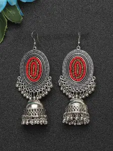 Moedbuille Red Dome Shaped Jhumkas