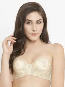 Quttos Beige Printed Underwired Lightly Padded Push-Up Bra QT-BR-5120-BEG-36B