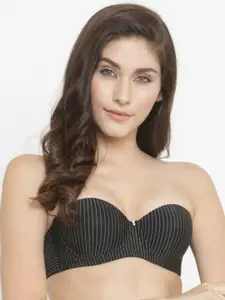 Quttos Black Printed Underwired Lightly Padded Push-Up Bra QT-BR-5120-BLK