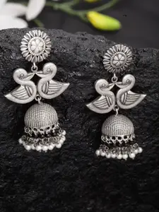 Moedbuille Silver-Plated Contemporary Jhumkas
