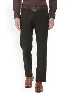 Louis Philippe Men Grey Regular Fit Solid Formal Trousers