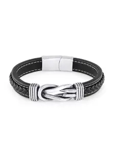bodha Black Leather Wraparound Bracelet