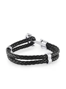 bodha Black Leather Multistrand Bracelet