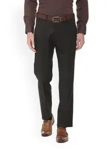 Louis Philippe Men Grey Regular Fit Solid Formal Trousers