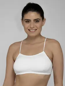 Laceandme White Solid Non-Wired Lightly Padded Bralette Bra 4526
