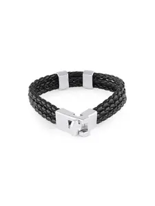 bodha Black Leather Link Bracelet
