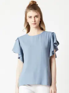 Miss Chase Women Blue Solid Top