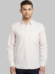 Parx Men Orange & White Slim Fit Solid Casual Shirt