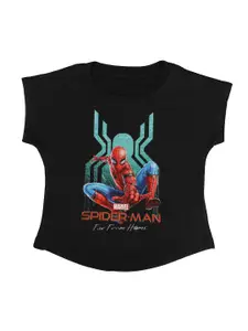Marvel by Wear Your Mind Girls Black Printed Round Neck T-shirt