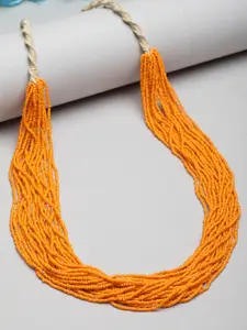 Moedbuille Women Orange Multi Layered Afghan Tribal Design Handcrafted Necklace