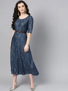 Varanga Women Blue A-Line Dress
