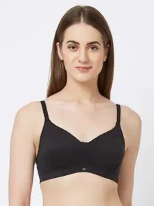 Soie Black Solid Non-Wired Non Padded Everyday Bra CB-332BLACK