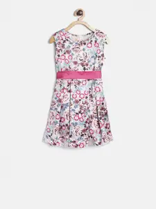 StyleStone Girls Pink & Blue Fit and Flare Dress