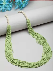 Moedbuille Green Beaded Multistranded Handcrafted Necklace