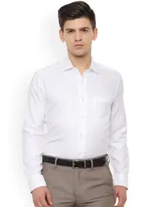 Louis Philippe Men White Classic Regular Fit Striped Formal Shirt