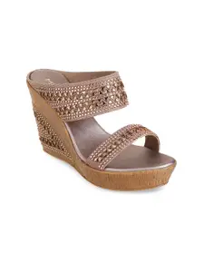 Metro Women Gold-Toned Solid Sandals