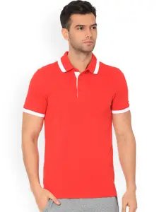 Puma Men Red Men s ESS Pique Tipping Polo Solid Polo Collar T-shirt