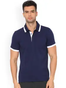 Puma Men Blue Solid Polo Collar T-shirt