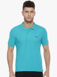 Force NXT Men Sea Green Solid Polo Collar T-shirt