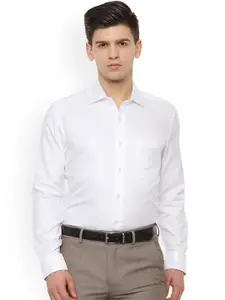Louis Philippe Men White Classic Regular Fit Striped Formal Shirt