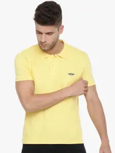 Force NXT Men Yellow Solid Polo Collar T-shirt
