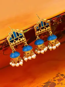 Voylla Gold-Toned Dome Shaped Jhumkas