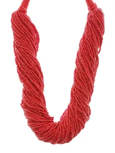 Bamboo Tree Jewels Red Metal Handcrafted Necklace