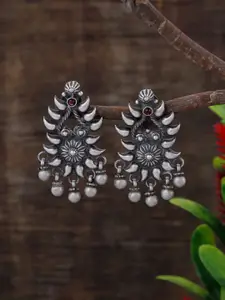 Silvermerc Designs Oxidised Sterling Silver Floral Drop Earrings