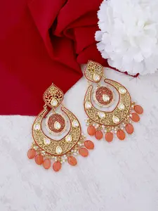 Tistabene Pink & Gold-Plated Contemporary Chandbalis
