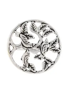 Silvermerc Designs Women Oxidised German Silver Finger Ring With Silver Plating