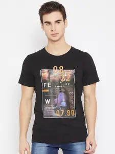 Duke Men Black Printed Round Neck T-shirt