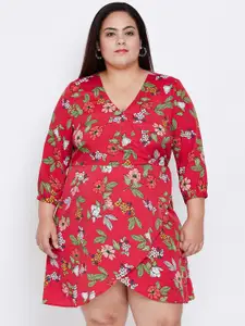 Oxolloxo Women Red Printed Wrap Dress
