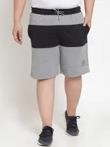 plusS Men Grey Colourblocked Regular Fit Regular Shorts