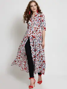 Sera Women White Floral Printed Maxi Top