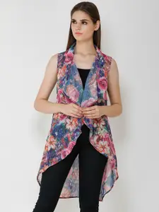Cation Women Multicoloured Printed Open Front Shrug