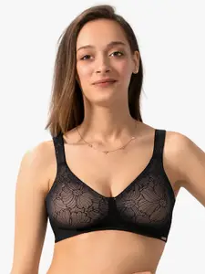 Amante Non Padded Wirefree Sheer Lace Minimiser Bra - 8903129216517