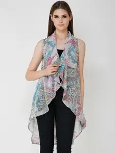 Cation Women Multicoloured Printed Open Front Shrug